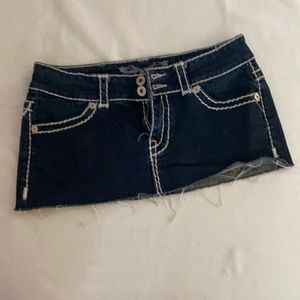 Micro blue jean mini skirt